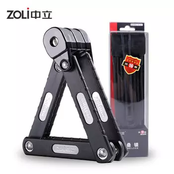 Нейтральный (ZOLI) JP922 велосипедный замок для горной дороги велосипедный замок велосипедный замок электромобиль замок для стеклянной двери противоугонный складной замок аксессуары для оборудования для верховой езды