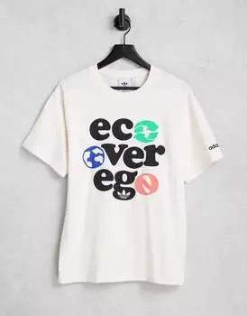 Некрашеная футболка adidas Originals Graphics over Ego - БЕЖЕВЫЙ