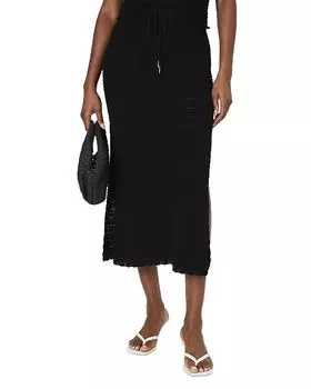 Неллис Юбка с боковым разрезом и вязаным узором FRENCH CONNECTION, черный