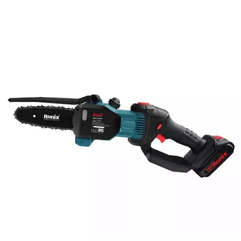 Немецкая литиевая электрическая цепная пила Ronix, напряжение 8600, напряжение 20 В, емкость аккумулятора 4,0 Ач, синий и черный после зарядки