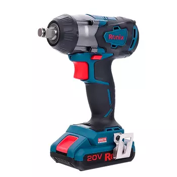 Немецкий литиевый ударный гайковерт Ronix 8907K, напряжение 20 В, емкость аккумулятора 4,0 Ач, синий и черный после зарядки