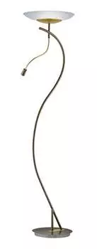 Немецкий светодиодный торшер коричневого золота с регулируемой яркостью. Потолочный прожектор мощностью 2900 лм, диаметр 43 см, кронштейн для чтения. B-Leuchten, коричневый