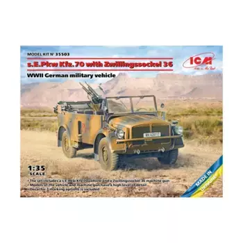 Немецкий военный автомобиль SEPkw Kfz.70 времен Второй мировой войны с Zwillingssockel 36, Military Models 1/35 Scale (ICM)