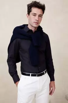 Немнущийся фрак-рубашка приталенного кроя Banana Republic, синий