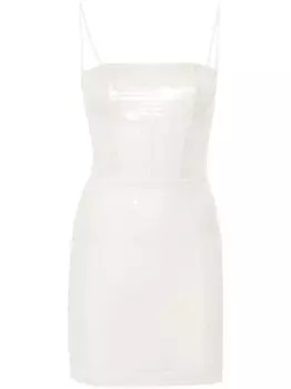 Nensi Dojaka мини-платье с пайетками и косточками, белый