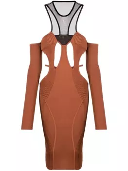 Nensi Dojaka платье миди с вырезом халтер, коричневый