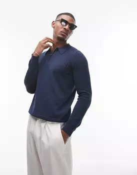 Необходимое поло в темно-синем цвете Topman
