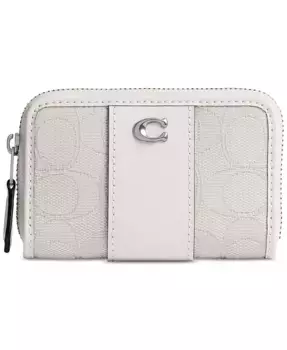Необходимый маленький картхолдер на молнии в фирменном жаккарде COACH, белый