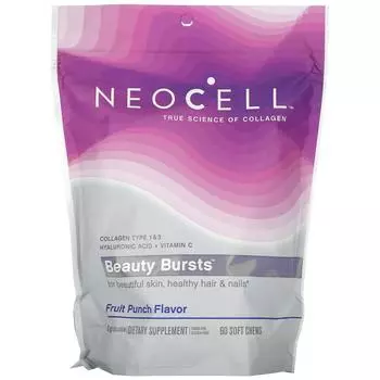 Neocell Beauty Bursts изысканный коллаген мягкие жевательные таблетки супер фруктовый пунш 60 мягких жевательных таблеток