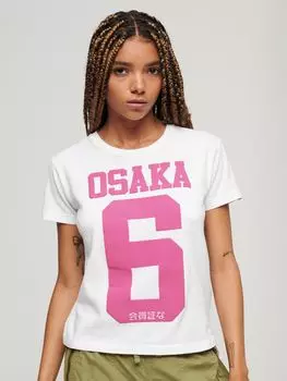 Неоновая футболка Osaka 6 в стиле 90-х Superdry, белый/мульти