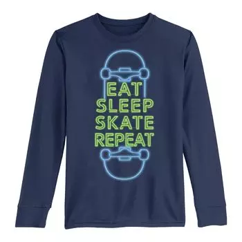 Неоновая футболка с длинными рукавами «Eat Sleep Skate Repeat» для мальчиков 8–20 лет Licensed Character, синий