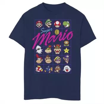 Неоновая футболка в стиле ретро с вставками Super Mario Bros для мальчиков 8–20 лет Licensed Character, синий