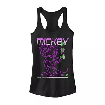 Неоновая майка Disney с Микки Маусом для юниоров, Год Мыши Licensed Character, черный
