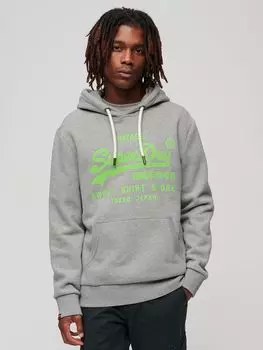 Неоновая толстовка с винтажным логотипом Superdry, серый мергель