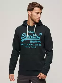Неоновая толстовка с винтажным логотипом Superdry, затмение темно-синий