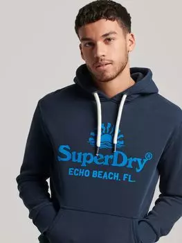 Неоновая толстовка Vintage Venue Superdry, затмение темно-синий