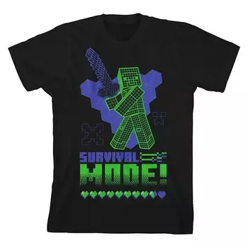 Неоново-фиолетовая футболка Minecraft для мальчиков 8–20 лет с рисунком Licensed Character, черный