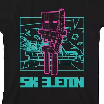 Неоново-розовая футболка с рисунком скелета для мальчиков 8–20 лет Minecraft Licensed Character