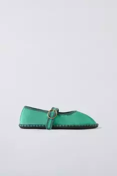 Неоновые балетки ZARA, зеленый