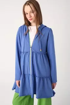 Неоновый вязаный кардиган с капюшоном и оборками Парламента ALL DAY