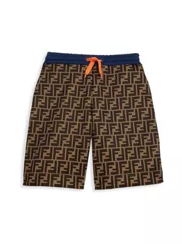 Неопреновые шорты Allover FF для мальчиков Fendi, коричневый