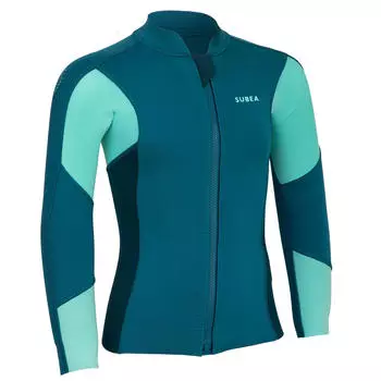 Неопреновый топ 900 с длинными рукавами для детей SUBEA, темный бензин/темный бензин/бирюзово-зеленый