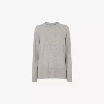 Непревзойденный кашемировый вязаный джемпер с круглым вырезом Whistles, серый