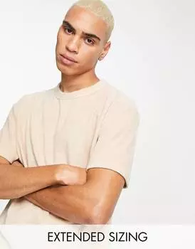 Непринужденная футболка ASOS DESIGN из махровой ткани нейтрального цвета