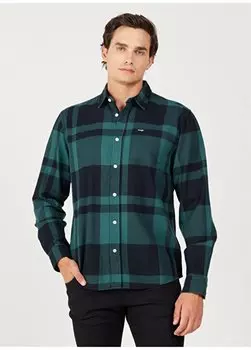 Непринужденная зеленая мужская рубашка W5A26XG61 Рубашка с одним карманом Wrangler, зеленый