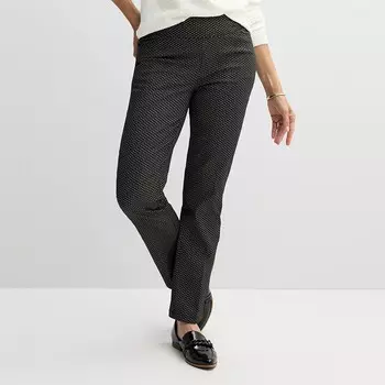 Непринужденные эластичные брюки прямого кроя с 4 карманами Croft & Barrow для миниатюрных женщин, цвет Black Micro Geo