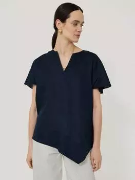 Непринужденный топ из чистого льна Jigsaw, темно-синий
