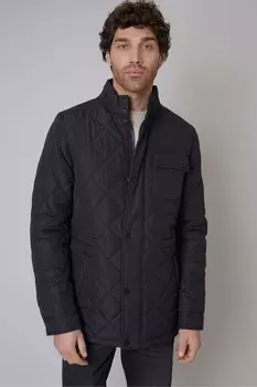 Непромокаемая стеганая куртка с ромбами Threadbare, черный