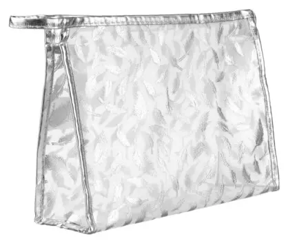 Непромокаемая женская косметичка на молнии с растительным мотивом, серебро No logo