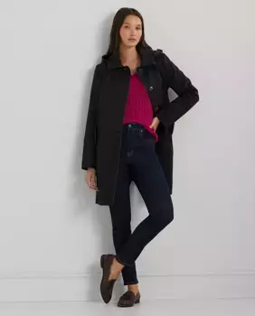 Непромокаемый женский тренч со съемным капюшоном Lauren Ralph Lauren, темно-синий