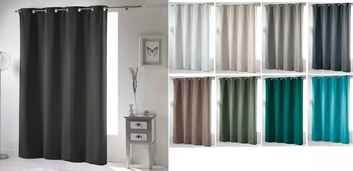 Непрозрачная штора, 135 х 240 см, гардина, шарф, люверсы, затемнение, тепло-звукоизоляция, цвет: серо-коричневый Dynamic24