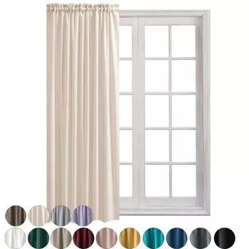 Непрозрачная штора 140 х 250 см, штора с рюшами, универсальная лента, шарф для гостиной, длинный, для штор для спальни, синий, упаковка 1 шт. Cleanlevel EST 2016, бежевый