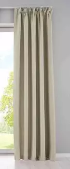 Непрозрачная штора "NewYork" потайные петли бежевая В x Ш 245x140 см в упаковке 1 шт. Тепловая штора затемняющая штора плотная звукопоглощающая лента с рюшами на подхватах, 202020610 Astek, бежевый