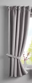 Непрозрачная штора "NewYork" потайные петли серая В x Ш 225x140 см 1 шт. термоштора плотная штора плотная звукопоглощающая лента с рюшами подхваты, 202020610 Astek, серый