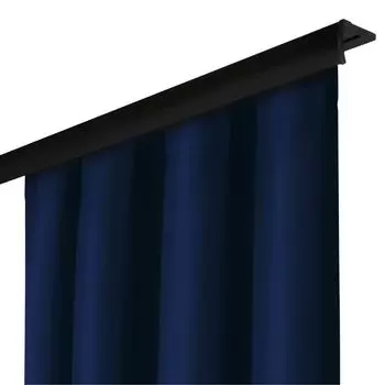 Непрозрачная штора с люверсами, готовая штора, размеры: 140х230 см, цвет: черный. Voppi, темно-синий
