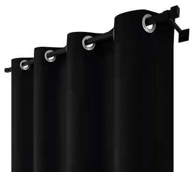 Непрозрачная штора с люверсами, оконная занавеска для спальни и гостиной, 134 х 210 см, серая Voppi, черный