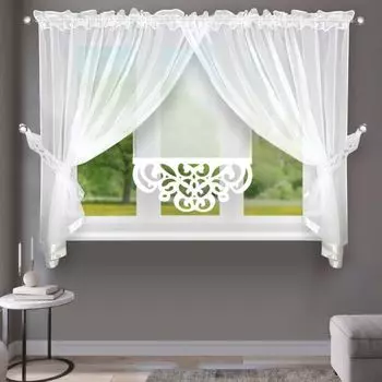 Непрозрачная штора с люверсами, размеры: 140х230 см, цвет: кварц. Inox Trade, белый