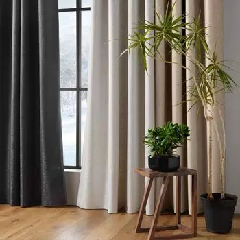 Непрозрачная штора, шарфы, люверсы, штора на люверсах, комплект из 2 шт., размер: 135 х 300 см, цветовой вариант: серый Dynamic24