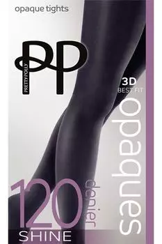 Непрозрачные колготки премиум-класса с 3D-блеском 120 ден - черные Pretty Polly, черный
