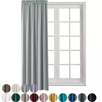 Непрозрачные шторы 140 х 250 см, шторы с рюшами, универсальная лента, шарф для гостиной, длинные шторы для спальни, бордовые, 1 упаковка Cleanlevel EST 2016, серый