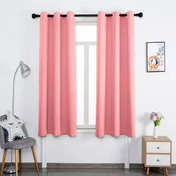 Непрозрачные шторы CMYbabee с люверсами, комплект из 2 шт., украшение окна и плотная штора в гостиных, спальнях, кабинетах и детских комнатах, 240 х 132 см, розовые, розовый