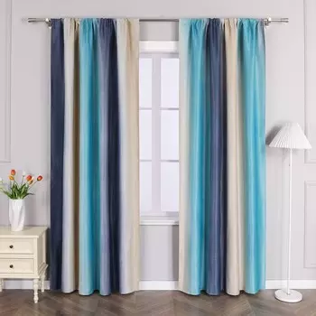 Непрозрачные шторы Joyswahl, плотные шторы, спальня, гостиная, кулиска (1 шт.), градиентный синий, бежевый, В х Ш 175 х 140 см