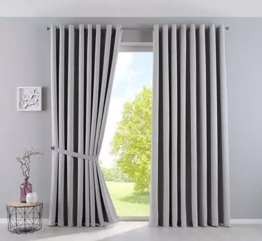 Непрозрачные шторы »NewYork« синие ВxШ 160x140 см упаковка из 2 термоштор плотные шторы затемняющие люверсы звукопоглощающие УФ-защита подхваты, 201920600-2 Astek, серый