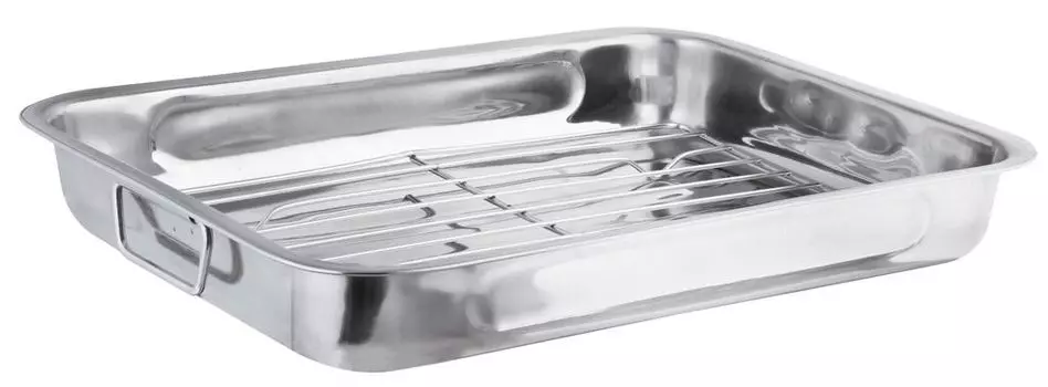 Нержавеющая сталь Жаровня, жаровня для гуся с решеткой 29,5x40 см Tadar