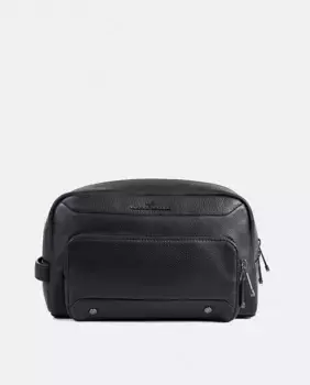 Несессер из натуральной кожи с натуральным лицевым покрытием Bellido, черный