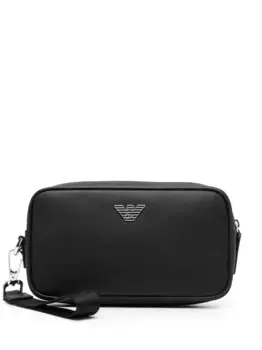 Несессер на молнии с декором Eagle EMPORIO ARMANI, черный